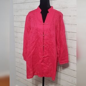 Alexandra Bartlett Women's Fuchsia Tunic Monochromatic Designs 100% Linen 2X